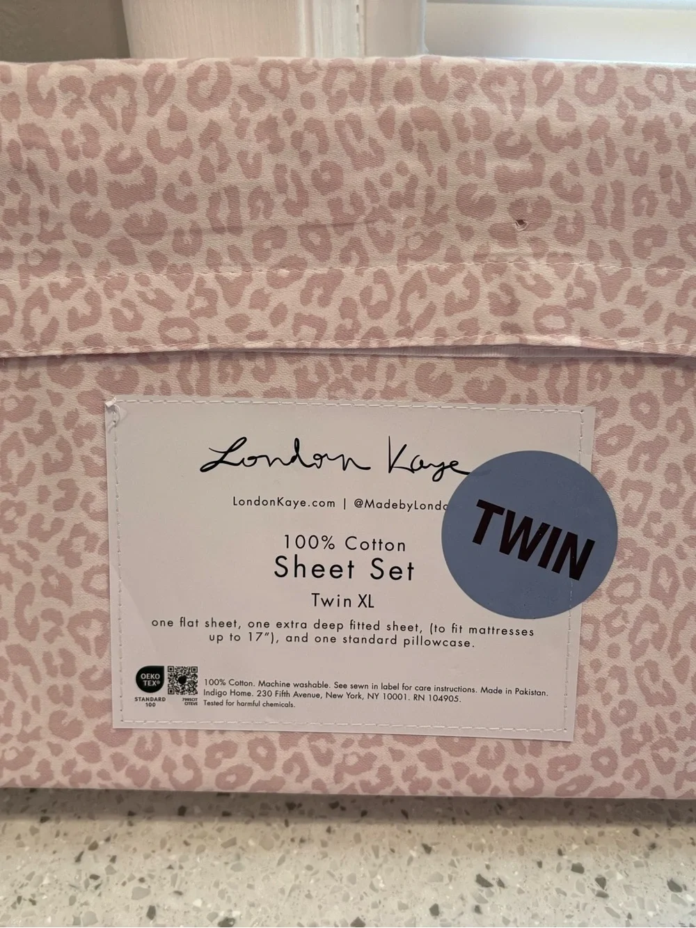 DORM READY NEW London Kaye Pink Leopard 100% Cotton Sheet Set - Twin XL